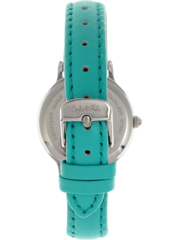 Sophie & Freda Zegarek kwarcowy w kolorze srebrno-turkusowo-białym