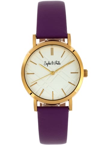 Sophie & Freda Kwartshorloge "Budapest" goudkleurig/paars/wit