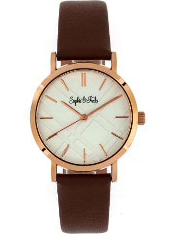 Sophie & Freda Kwartshorloge "Budapest" roségoudkleurig/bruin/wit