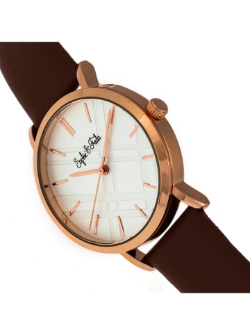 Sophie & Freda Kwartshorloge "Budapest" roségoudkleurig/bruin/wit