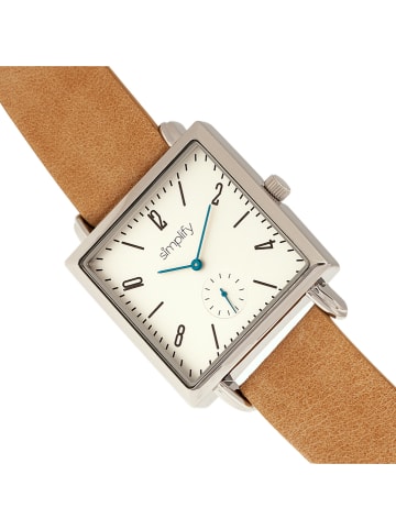 Simplify Kwartshorloge "The 5000" lichtbruin/zilverkleurig/wit