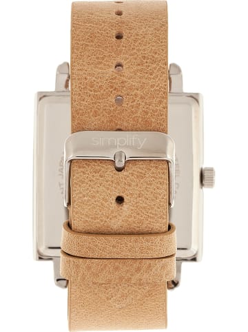 Simplify Zegarek kwarcowy "The 5000" w kolorze srebrno-jasnobrązowo-białym