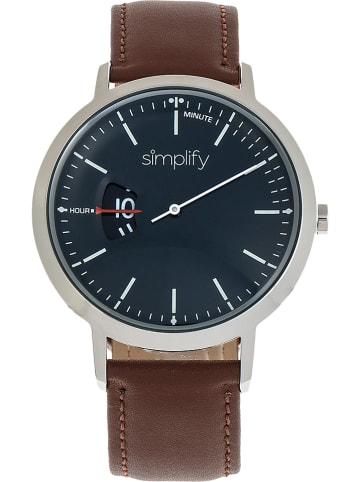 Simplify Zegarek kwarcowy "The 6500" w kolorze srebrno-brązowo-czarnym