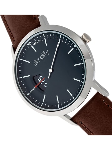 Simplify Zegarek kwarcowy "The 6500" w kolorze srebrno-brązowo-czarnym