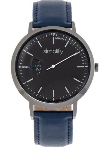 Simplify Zegarek kwarcowy "The 6500" w kolorze srebrno-granatowo-czarnym