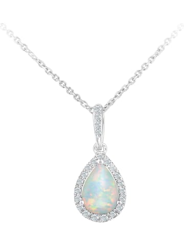Revoni Weißgold-Anhänger mit Diamanten und Opal