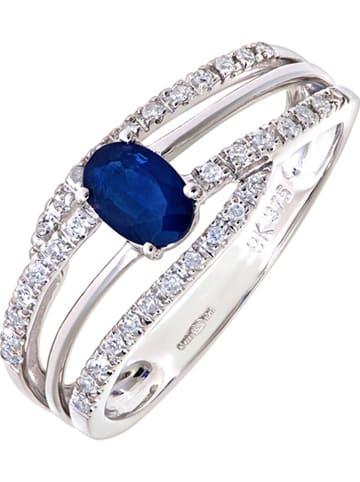 Diamant Exquis Złoty pierścionek z diamentami i szafirem