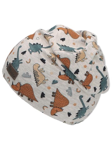 Sterntaler Beanie "Dino" in Hellgrau/ Blau/ Hellbraun