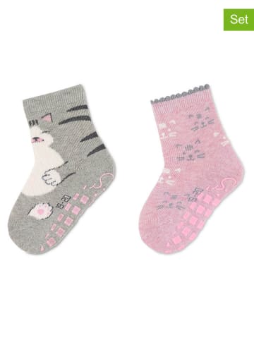 Sterntaler 2er-Set: ABS-Socken in Grau/ Rosa