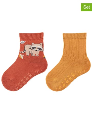 Sterntaler 2er-Set: ABS-Socken "Waschbär" in Orange/ Rot