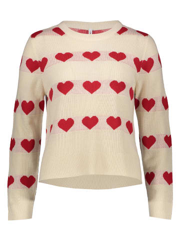 ONLY Pullover in Beige/ Rot