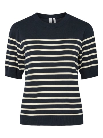 YAS Pullover in Dunkelblau/ Weiß