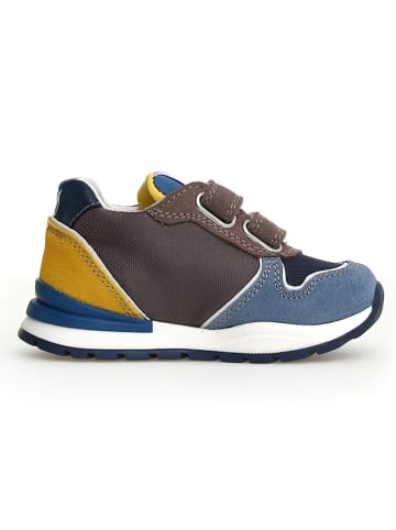 Naturino Skórzane sneakersy "Roy" w kolorze niebiesko-jasnobrązowo-żółtym