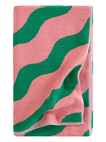 Jotex Ręcznik kąpielowy "Waves" w kolorze jasnoróżowo-zielonym