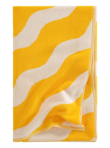 Jotex Ręcznik kąpielowy "Waves" w kolorze żółto-kremowym