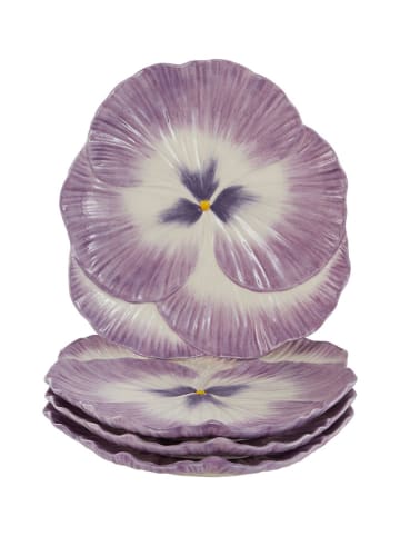 Jotex Talerze obiadowe (4 szt.) "Flora" w kolorze fioletowym - Ø 27 cm