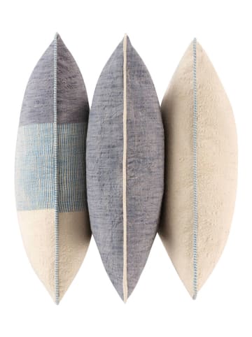 Jotex 3er-Set: Kissenhüllen ''Chambray'' in Creme/ Grau