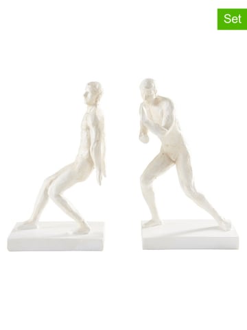 Jotex 2er-Set: Bücherhalter ''Human Push'' in Weiß - (B)16,5 x (H)26,7 x (T)11 cm