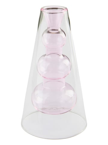 Jotex Vase "Tilo" in Transparent/ Rosa - (H)18 x Ø 10 cm