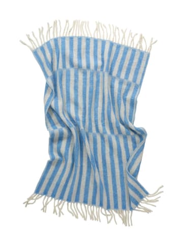 Jotex Wełniana narzuta "Ulli" w kolorze kremowo-błękitnym