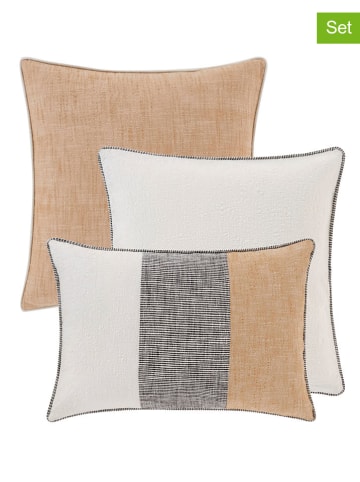 Jotex 3er-Set: Kissenhüllen ''Chambray'' in Beige/ Weiß/ Grau