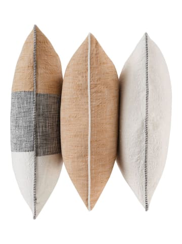 Jotex 3er-Set: Kissenhüllen ''Chambray'' in Beige/ Weiß/ Grau