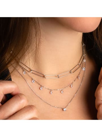 l'atelier précieux Silber-Halskette mit Edelsteinen - (L)45 cm