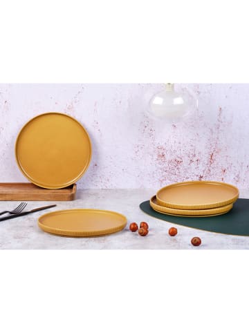 Björn Talerzyki deserowe (4 szt.) "Scandi" w kolorze musztardowym - Ø 21,5 cm