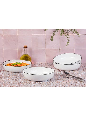 Björn 4er-Set: Suppenteller "Pure" in Weiß/ Schwarz - Ø 21,5 cm