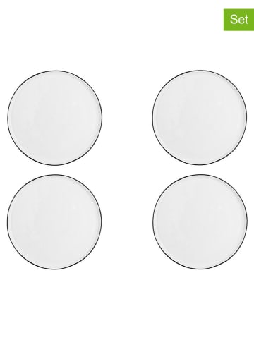 Björn 4-delige set: dinerborden "Pure" wit/zwart - Ø 27,5 cm