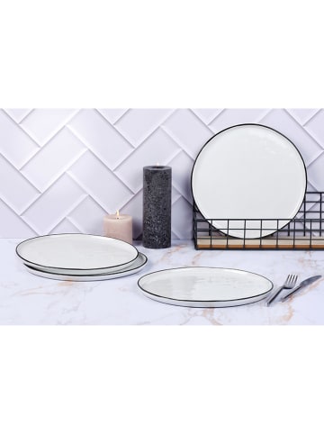 Björn 4-delige set: dinerborden "Pure" wit/zwart - Ø 27,5 cm