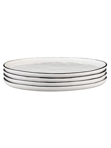 Björn 4-delige set: dinerborden "Pure" wit/zwart - Ø 27,5 cm
