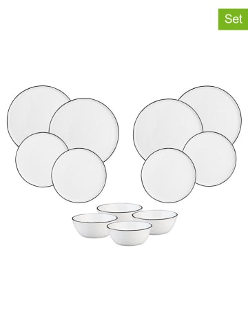 Björn 12-delig tafelservies "Pure" wit/zwart