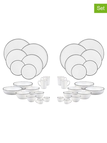 Björn 32-delig tafelservies "Pure" wit/zwart