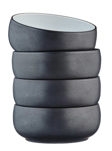 Björn 4-delige set: ontbijtkommen "Gourmet" zwart/wit - Ø 15 cm