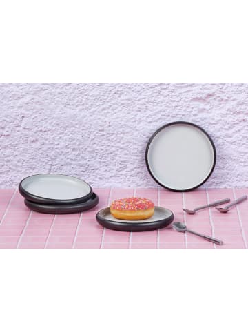 Björn 4-delige set: bijgerechtborden "Gourmet" zwart/wit - Ø 15,5 cm