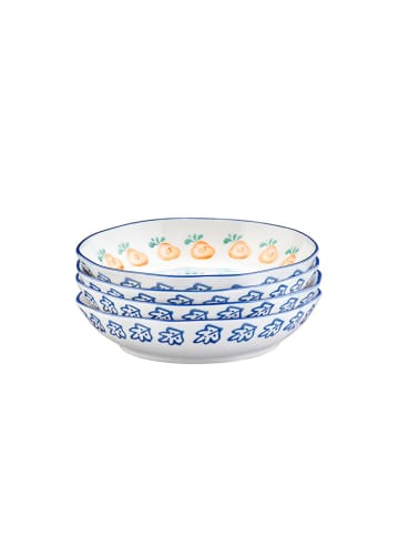 Björn Talerze głębokie (4 szt.) w kolorze biało-niebiesko-pomarańczowym - Ø21,5cm