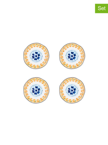 Björn 4-delige set: dinerborden "Napoli" wit/oranje/blauw - Ø 20 cm