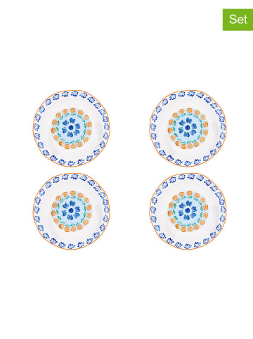 Björn 4er-Set: Speiseteller "Napoli" in Weiß/ Blau/ Orange - Ø 27 cm