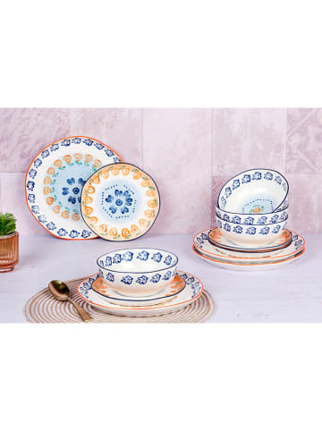 Björn 12-delig tafelservies "Napoli" wit/blauw/oranje