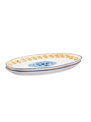 Björn 2-delige set: serveerplaten "Napoli" wit/oranje/blauw - (L)36,5 x (B)22 cm