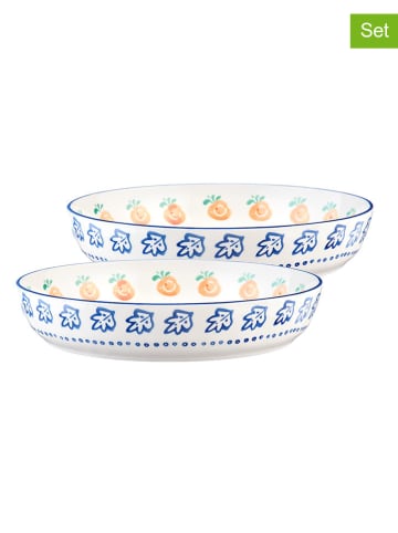 Björn 2er-Set: Obstschalen "Napoli" in Weiß/ Blau/ Orange - Ø 25,5 cm