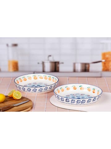 Björn 2-delige set: fruitschalen "Napoli" wit/blauw/oranje - Ø 25,5 cm