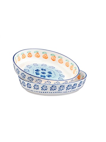 Björn 2-delige set: fruitschalen "Napoli" wit/blauw/oranje - Ø 25,5 cm