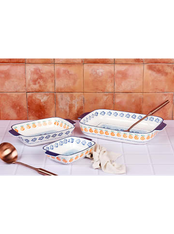 Björn 3-delige set: ovenschalen "Napoli" wit/blauw/oranje