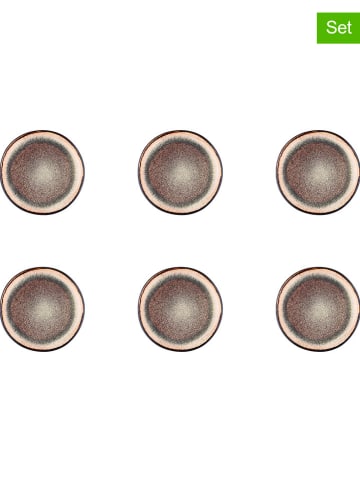 Björn 6-delige set: bijgerechtborden "Iris" beige/bruin - Ø 16 cm