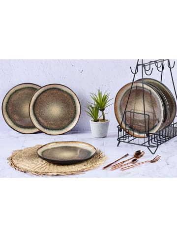 Björn 6-delige set: dinerborden "Iris" bruin - Ø 26 cm