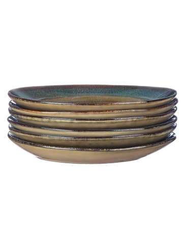 Björn 6er-Set: Dessertteller "Island" in Khaki/ Blau - Ø 20,5 cm
