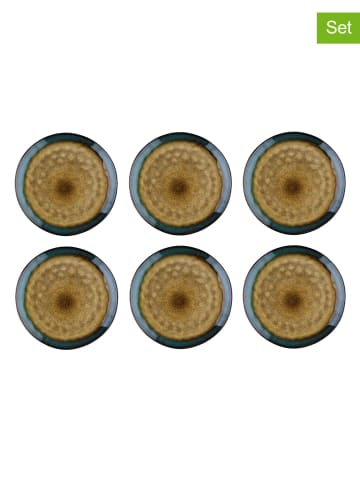 Björn Talerze obiadowe (6 szt.) "Island" w kolorze oliwkowo-niebieskim - Ø 28 cm