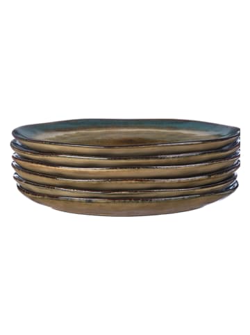 Björn 6-delige set: dinerborden "Island" kaki/blauw - Ø 28 cm